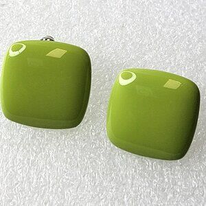 Green Square Earrings